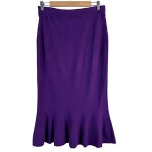 7th Ave Design Studio Women's Skirt Purple Knit Pencil Pull On Midi‎ Size S
